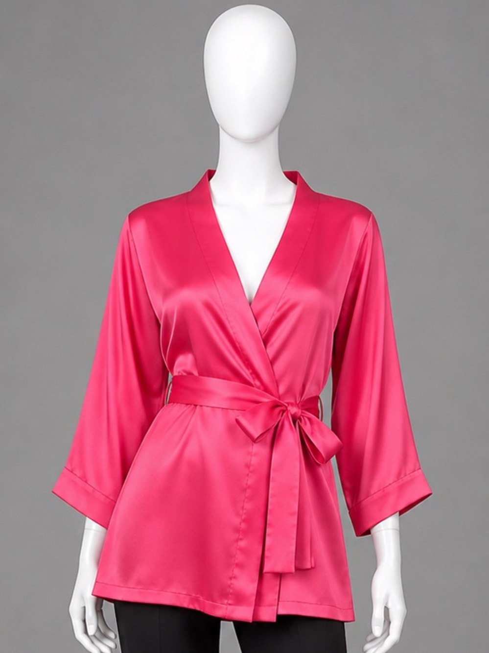 stars above Vibrant Pink Satin Robe with Tie